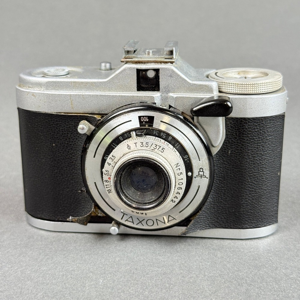 Zeiss Ikon Taxona 35mm Camera Carl Zeiss Jena 37.5mm f3.5 Silver Black Fair